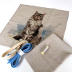 Fluffy Cat Cushion Panel Project Piped Kit  (zip or envelope) Sky