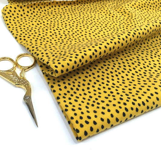 Mini Raindrops Printed Jersey Dots Sunny Yellow - Frumble Fabrics