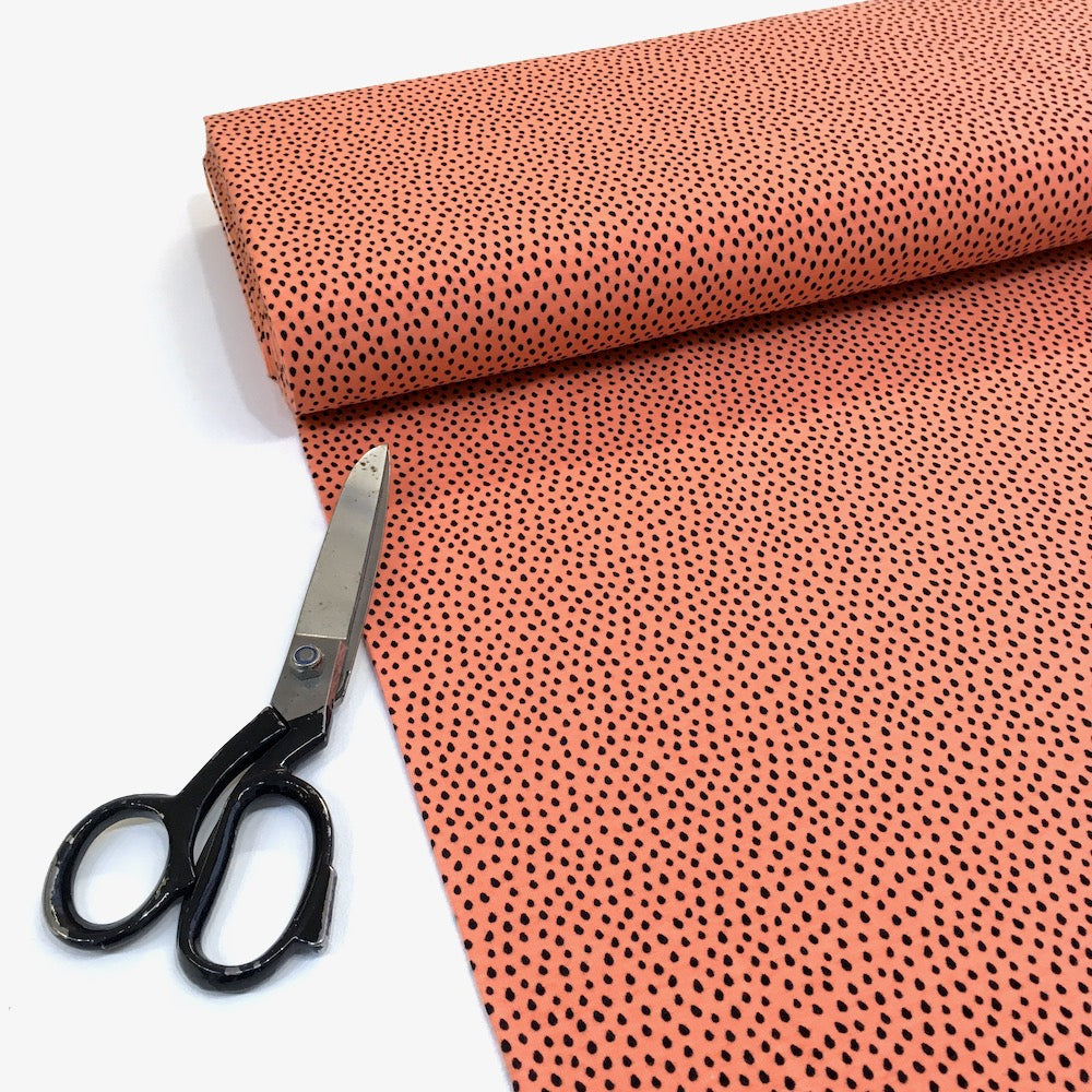 Mini Raindrops Printed Jersey Dots Salmon Coral - Frumble Fabrics