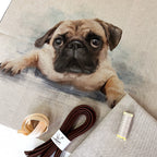 Pug Cushion Panel Project Piped Kit (zip+envelope) Brown