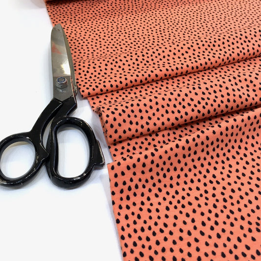 Mini Raindrops Printed Jersey Dots Salmon Coral - Frumble Fabrics