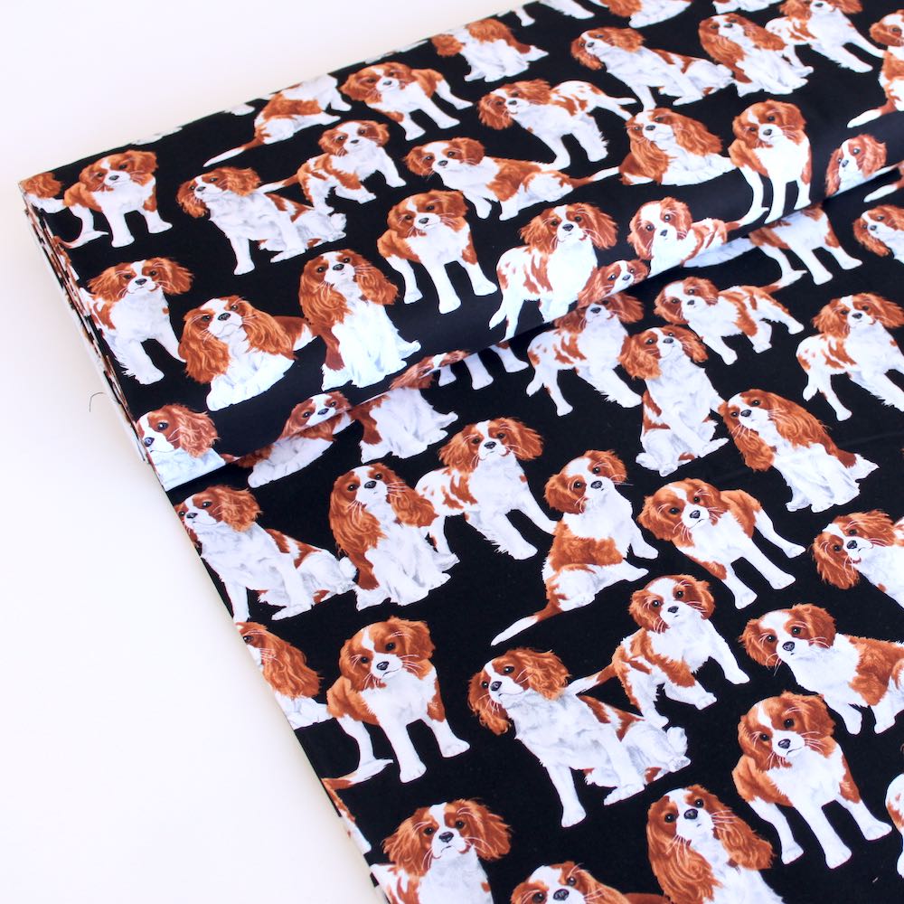 Cavalier King Charles Spaniels Dog Black - Frumble Fabrics