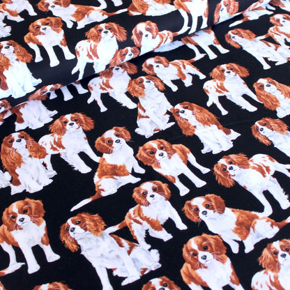 Cavalier King Charles Spaniels Dog Black - Frumble Fabrics