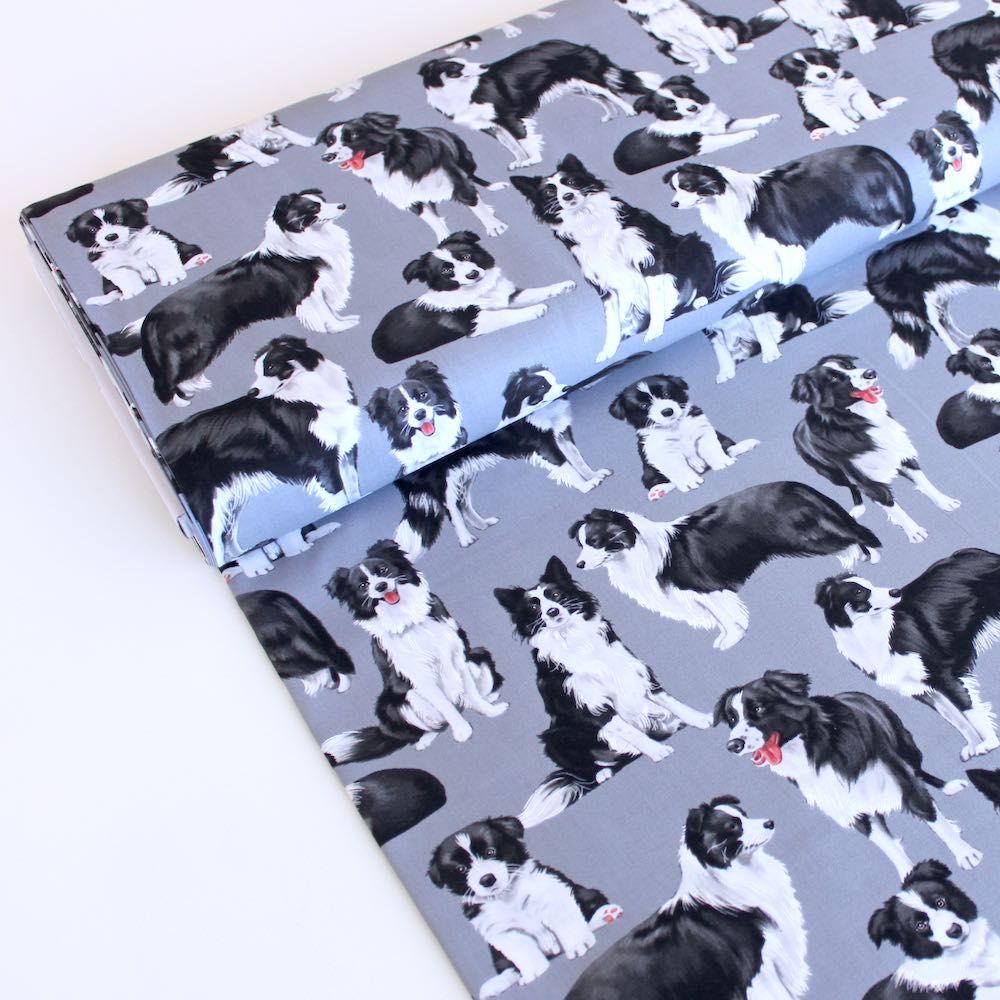 Border Collies Dog Grey - Frumble Fabrics
