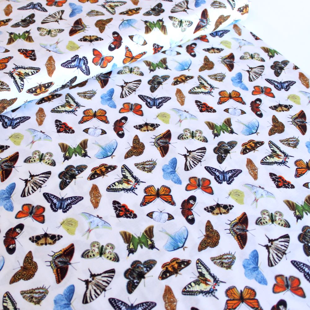 Butterflies and Moths Cream - Frumble Fabrics
