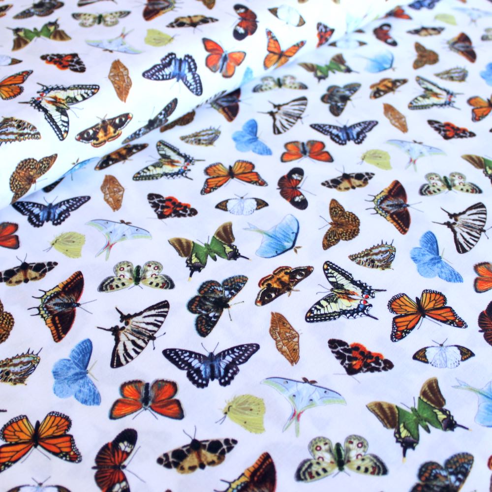 Butterflies and Moths Cream - Frumble Fabrics