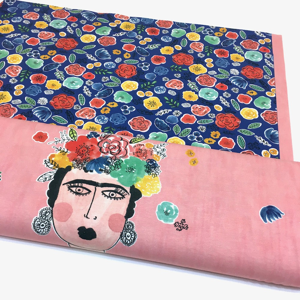 Frida's Portrait Panel Printed Jersey Soft Pink - Frumble Fabrics