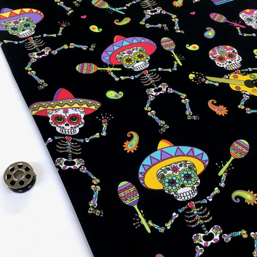 Dancing Day of the Dead Bright - Frumble Fabrics