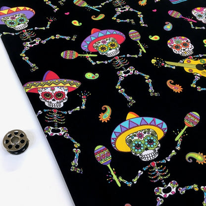 Dancing Day of the Dead Bright - Frumble Fabrics