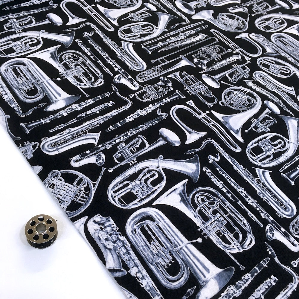 Silver Instruments Black - Frumble Fabrics