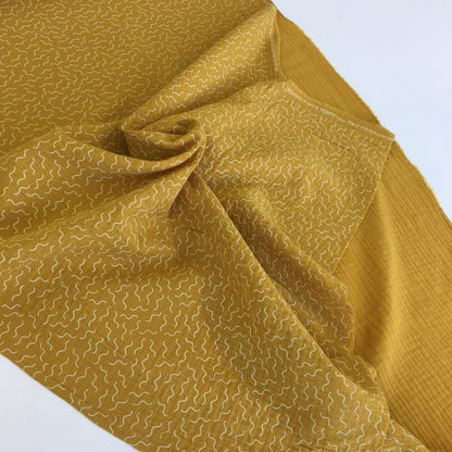 Squiggle Wiggles Double Gauze Mustard - Frumble Fabrics