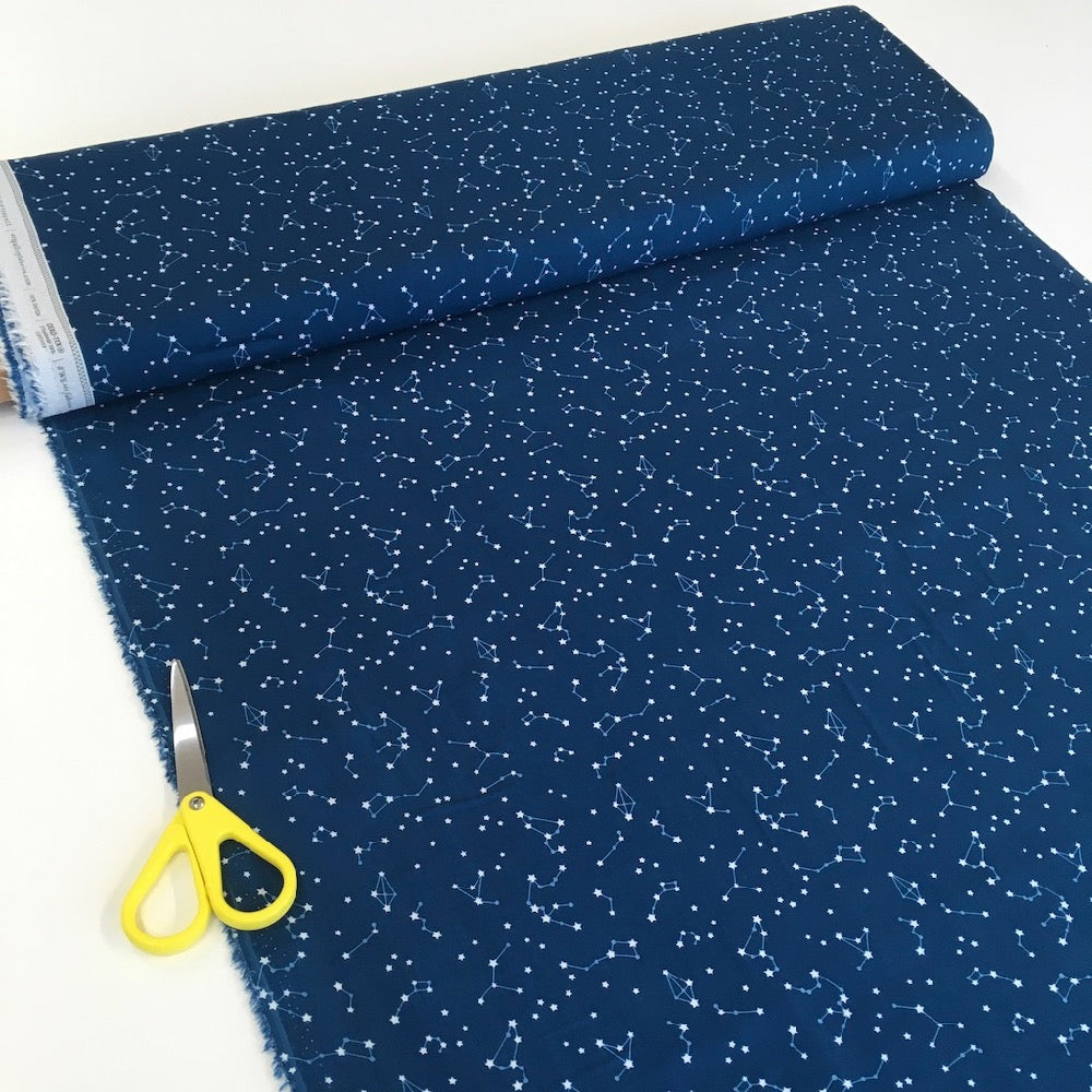 Night Sky Constellations Rayon Navy - Frumble Fabrics
