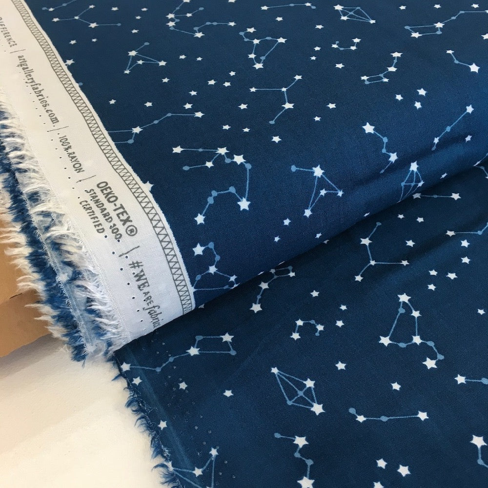 Night Sky Constellations Rayon Navy - Frumble Fabrics
