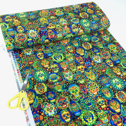 Kaleidoscope Skulls Multi - Frumble Fabrics