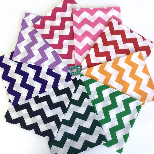 Frumble Fabrics - x9 Chevron Colours - FQ Bundle