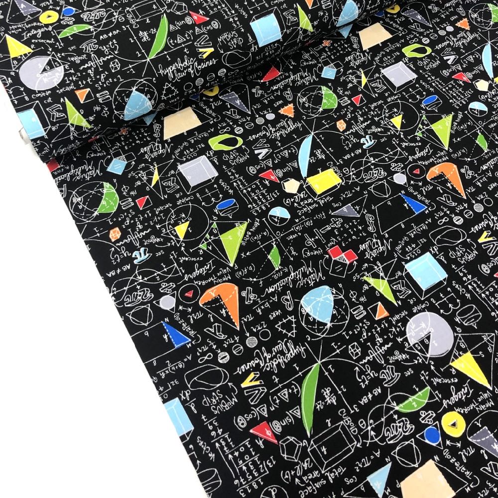 School Maths & Geometry Black - Frumble Fabrics