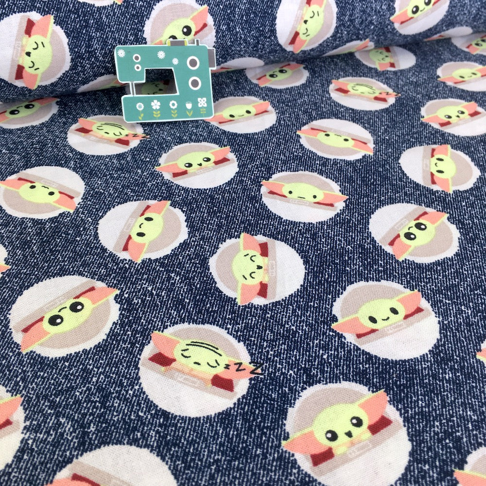 Star Wars  Mandalorian - Child Toss On Denim - Blue (Per Metre)