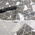 Cotton/Linen Canvas Hummingbird Chickens Coop Grey