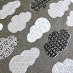 Cotton/Linen Canvas Hummingbird Geo Clouds Grey