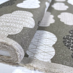 Cotton/Linen Canvas Hummingbird Geo Clouds Grey