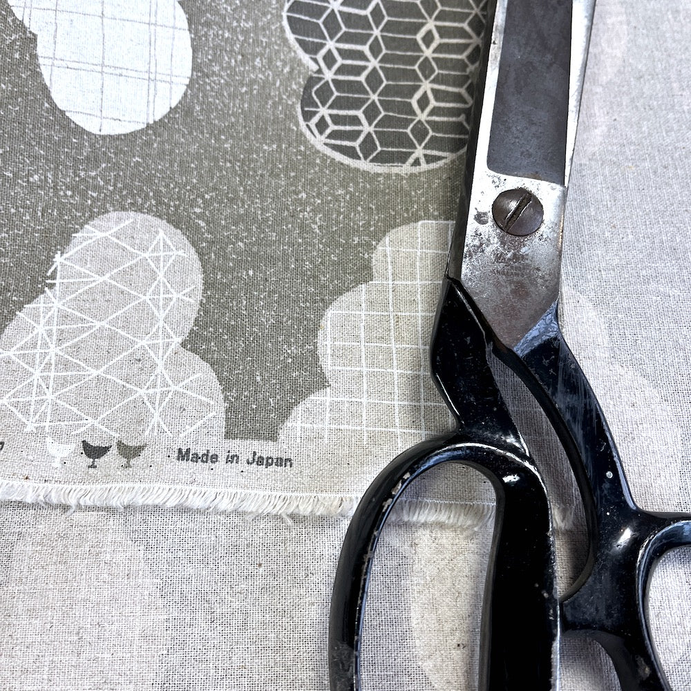 Cotton/Linen Canvas Hummingbird Geo Clouds Grey