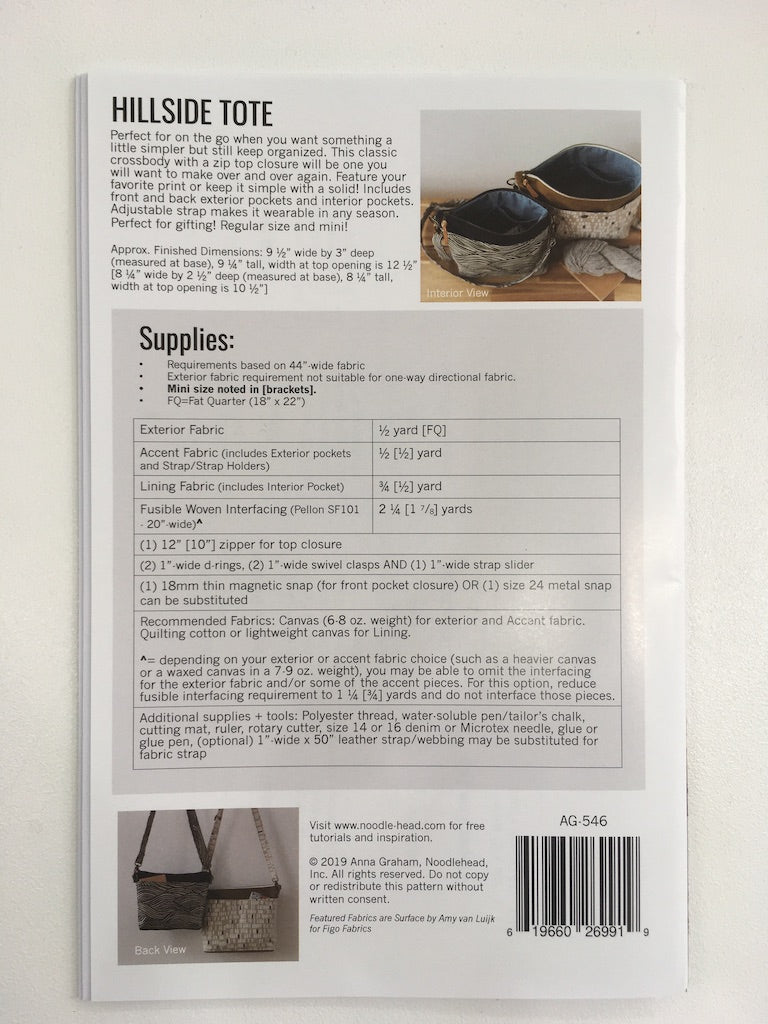 Hillside Tote Bag - Noodlehead Patterns - Frumble Fabrics