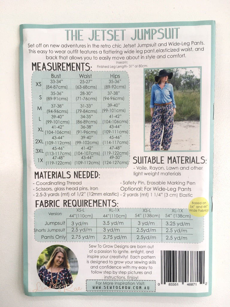 Jet Set Jumpsuit & Wide Leg Pants - Sew To Grow Sewing Pattern - Frumble Fabrics