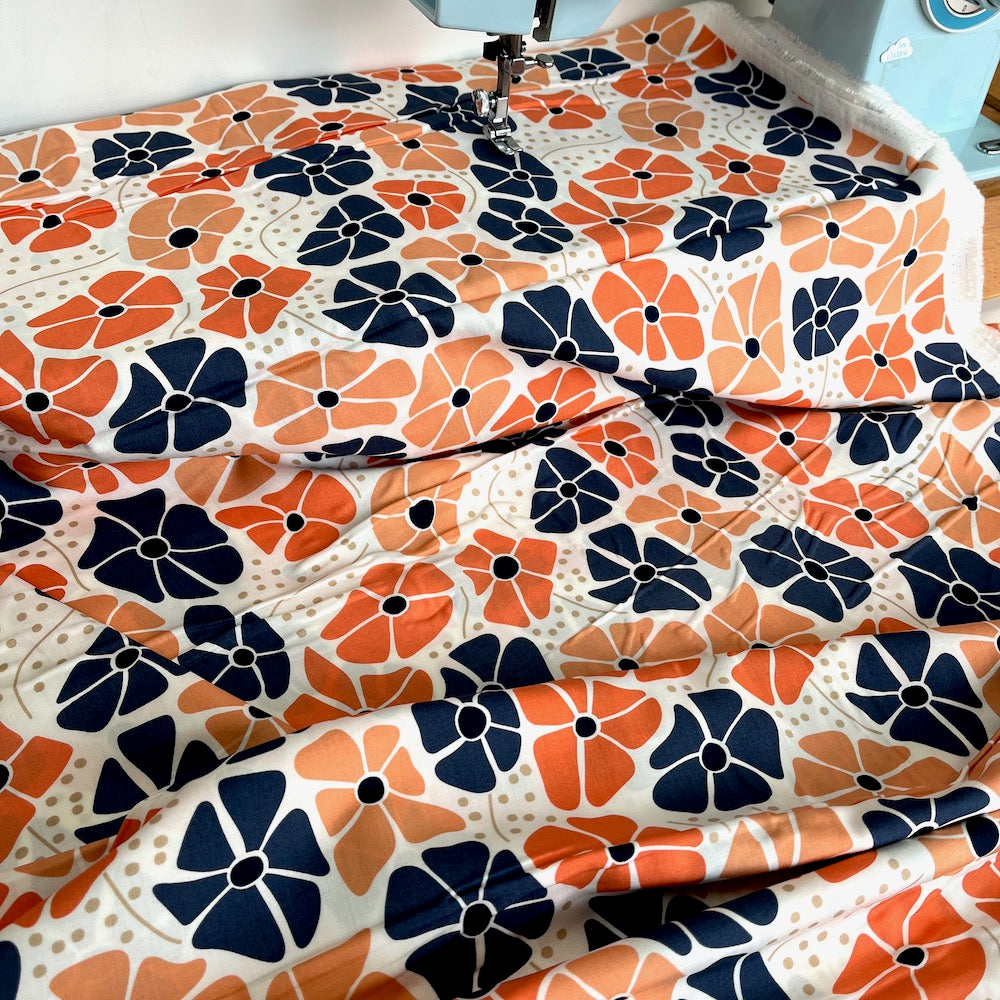 Cloud 9 Rayon Fabric - Floral Deco - Flower (Per Metre)