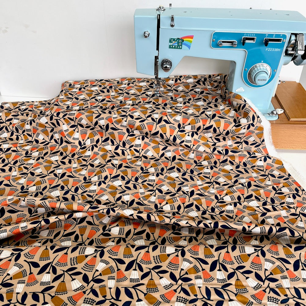 Cloud 9 Rayon Fabric - Floral Deco - Bell Flowers (Per Metre)