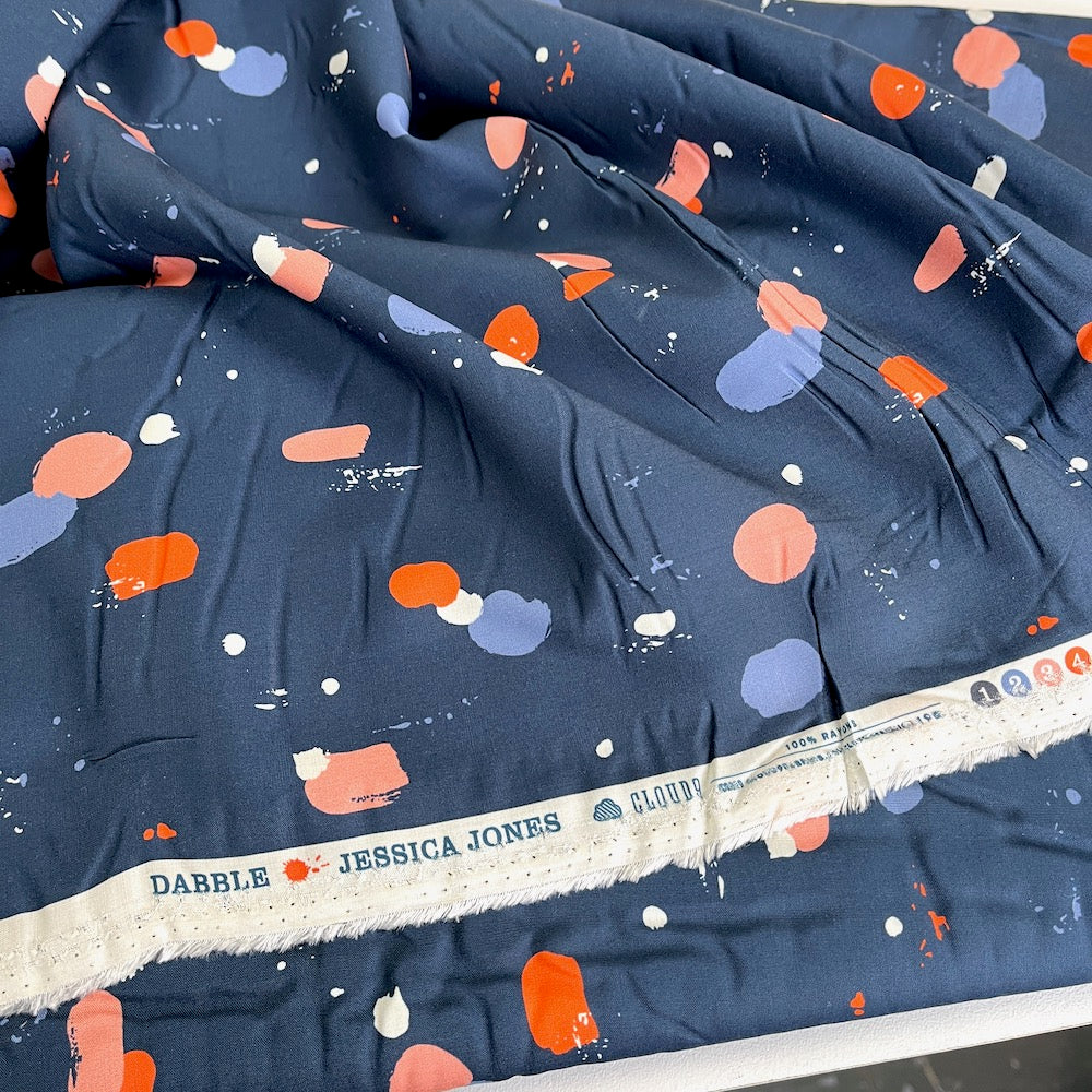 Cloud 9 Rayon Fabric - Rayon 2020 - Dabble Navy (Per Metre)