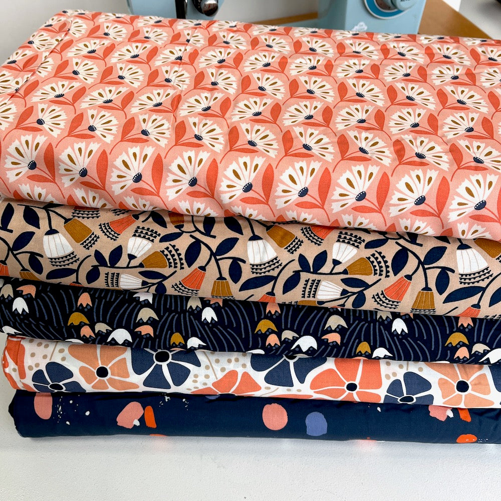 Cloud 9 Rayon Fabric - Floral Deco - Bell Flowers (Per Metre)