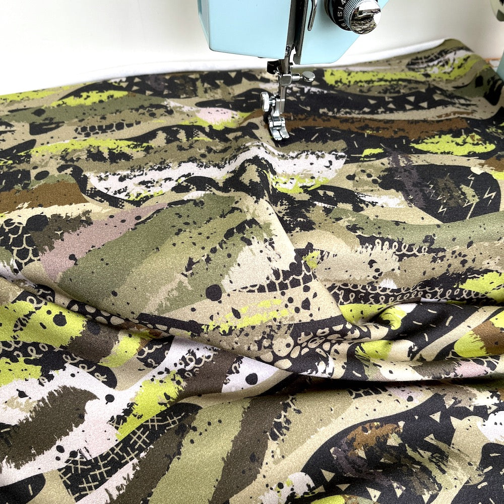 Camouflage Mountains  - GOTS Organic Soft Sweat - Green