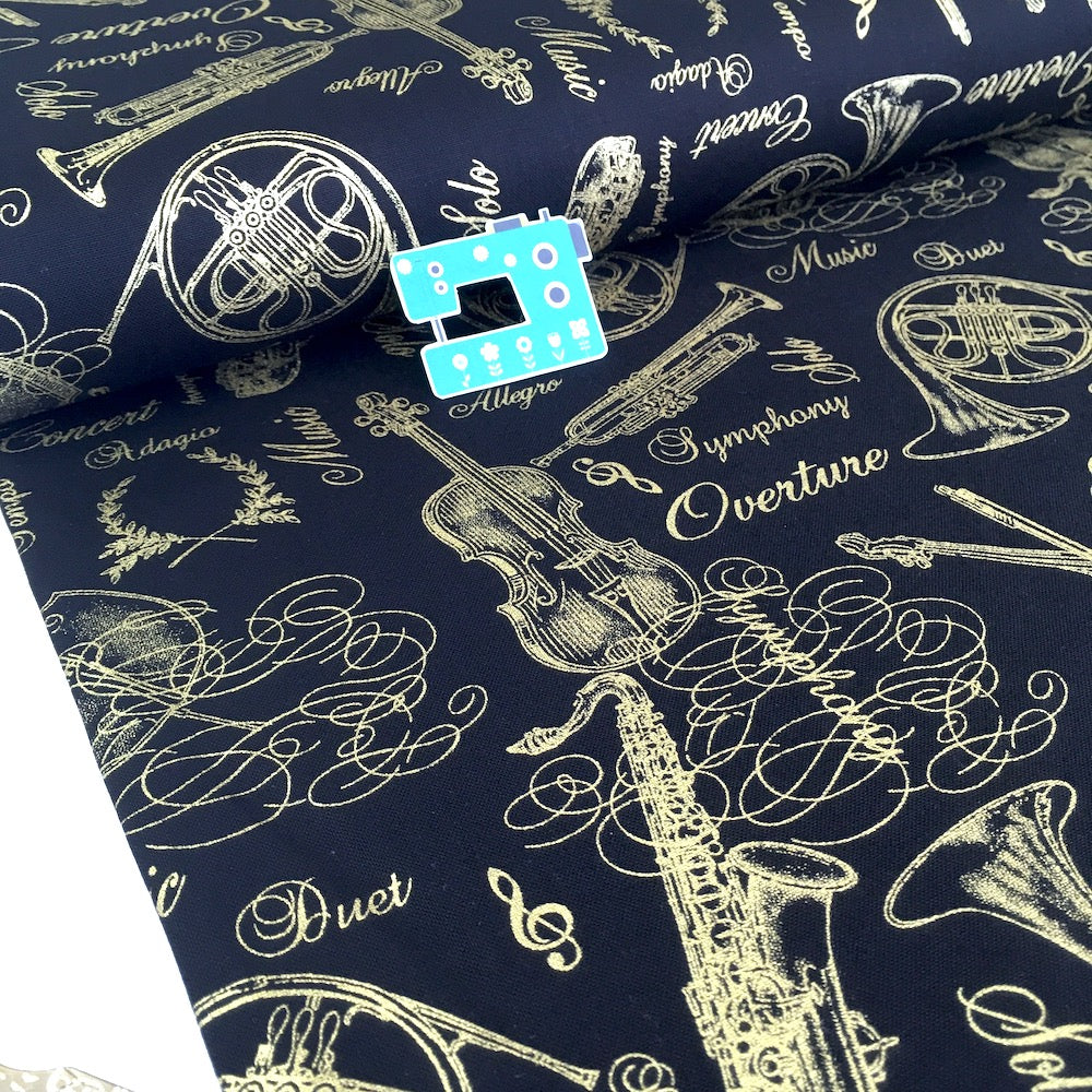 Timeless Treasures - Metallic Music Symphony - Black