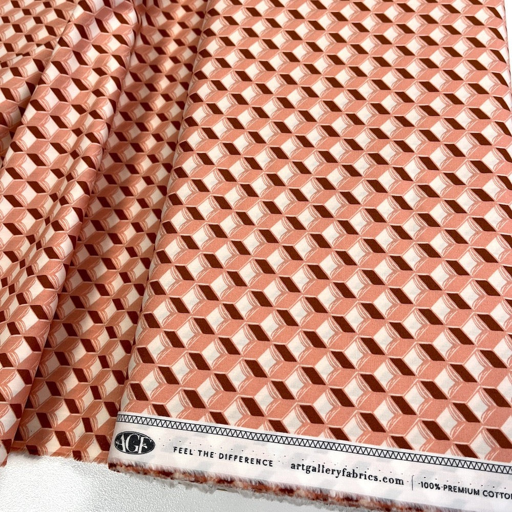 Art Gallery Fabrics - Bookish - Geo Open Book - Coral (Per Metre)