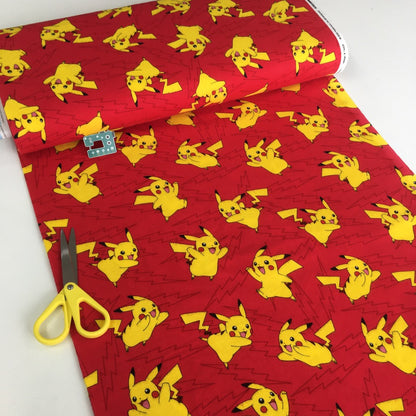 Robert Kaufman - Cotton Flannel - Pokemon Picachu Red