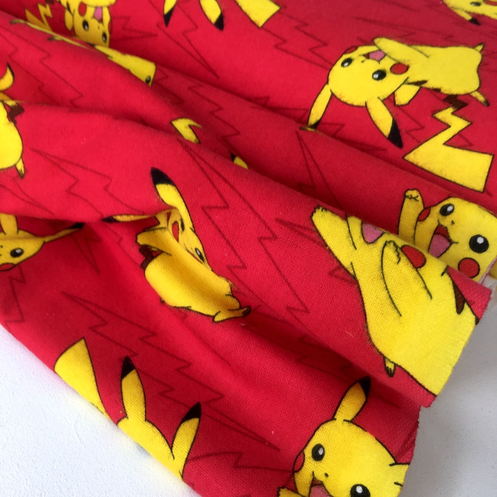 Robert Kaufman - Cotton Flannel - Pokemon Picachu Red