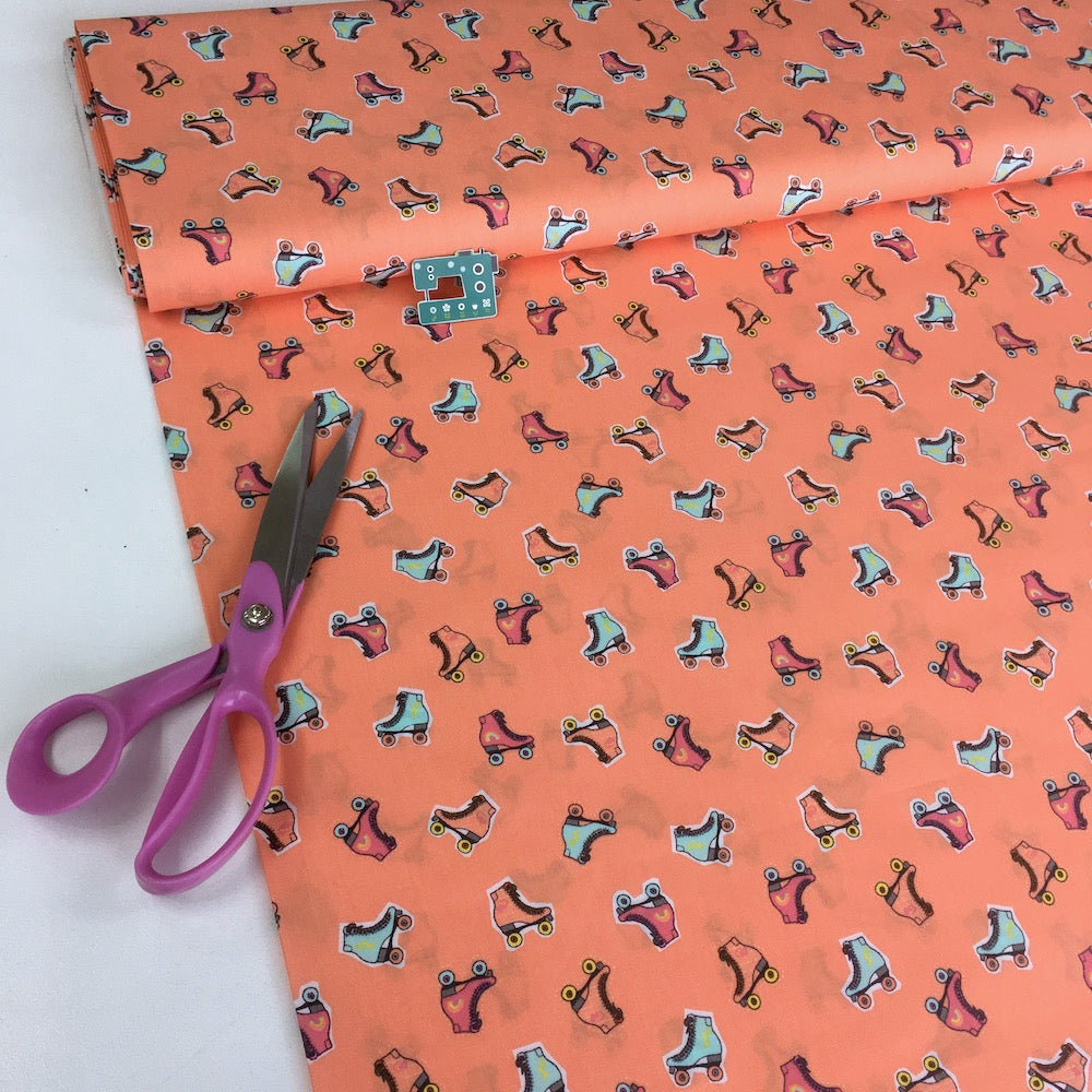 Remnant of Lets Go Rollerskating -  Cotton Poplin - Peach (126cm)