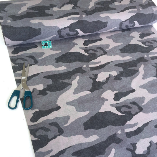 Camouflage - Brushed Back French Terry - Grey