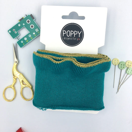 Cuffs by Poppy - Fluted Gold Glitter Wavy Edge in Teal