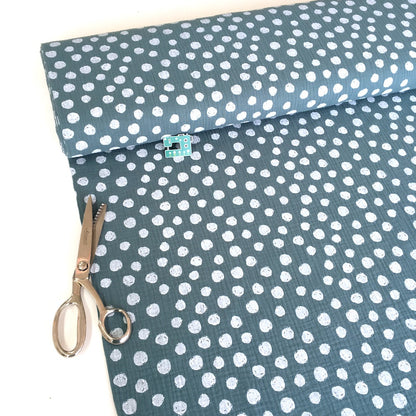 Remnant of Painted Dots - GOTS Double Gauze - Dusty Teal (200cm)
