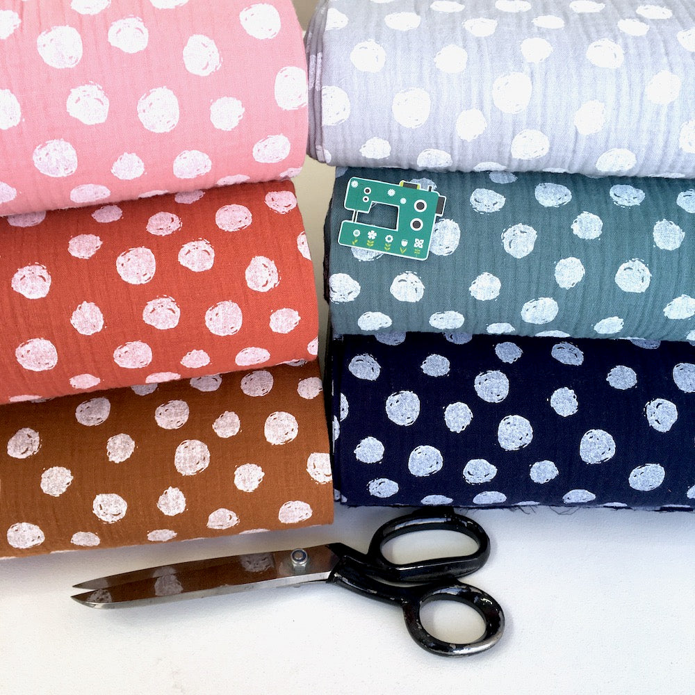 Remnant of Painted Dots - GOTS Double Gauze - Dusty Teal (200cm)