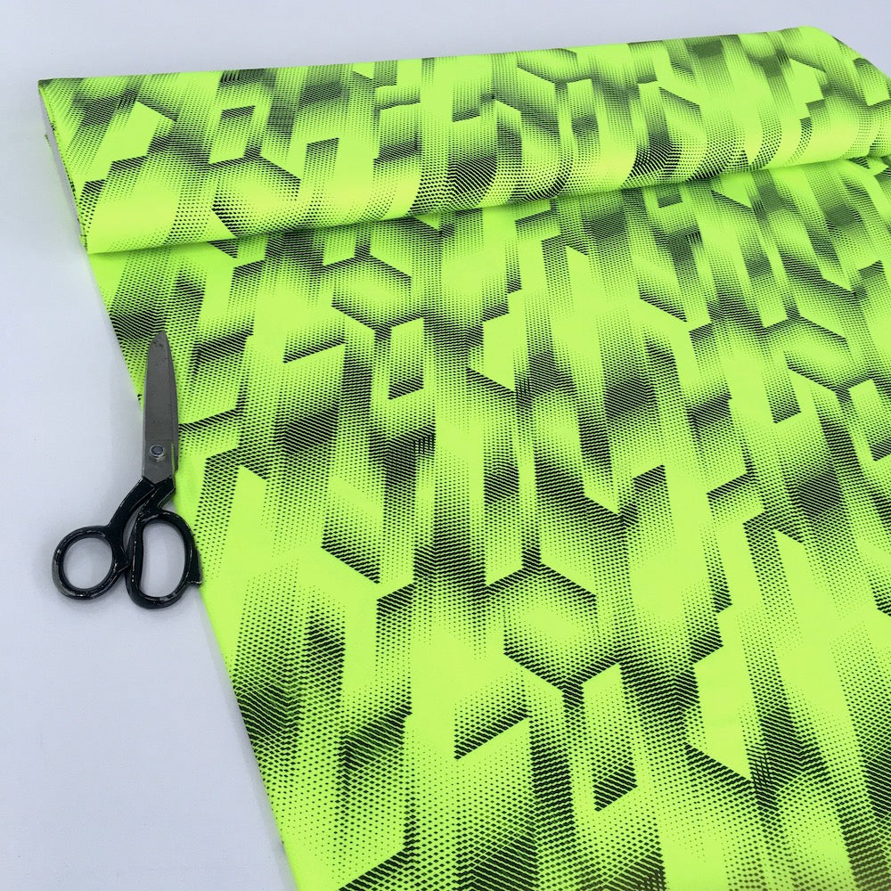 Dry Fit Sports Technical Jersey Geo Fluorescent Yellow - Frumble Fabrics