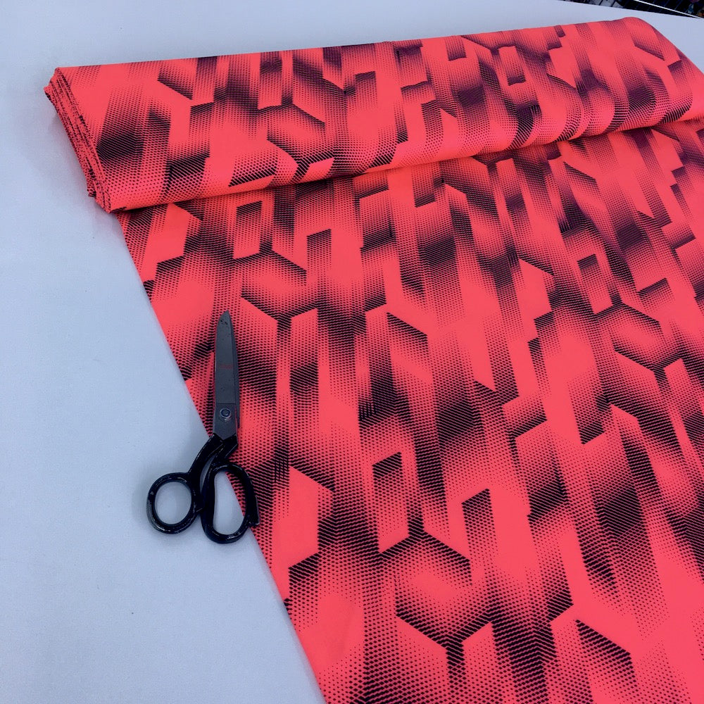 Dry Fit Sports Technical Jersey Geo Fluorescent Pink - Frumble Fabrics
