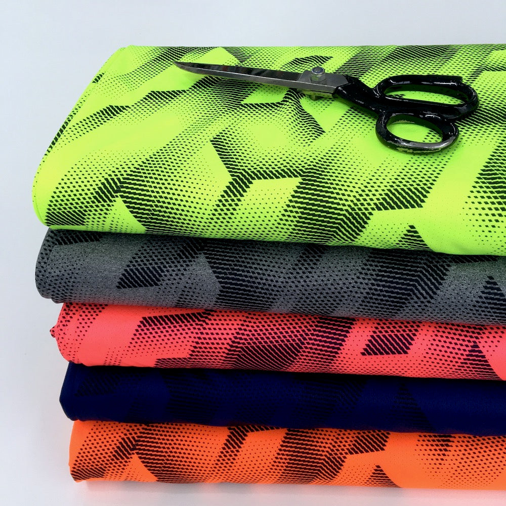 Dry Fit Sports Technical Jersey Geo Fluorescent Pink - Frumble Fabrics