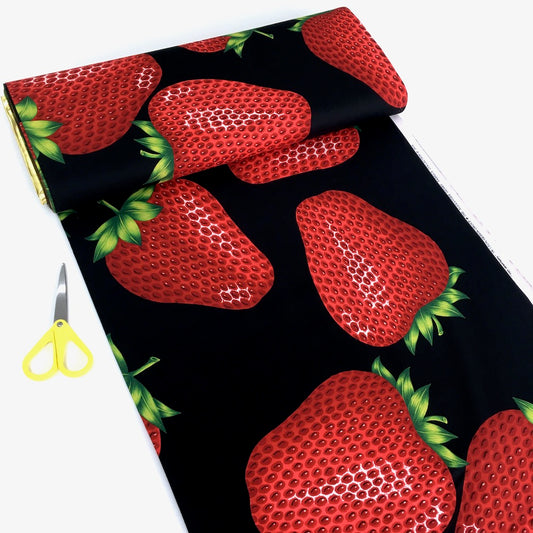 Very Strawberry Black - Frumble Fabrics