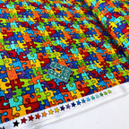 Timeless Treasures Fabric - Puzzle Pieces - Bright