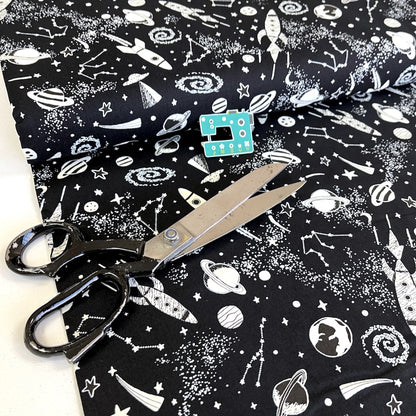 Timeless Treasures Fabric - Rocketships and Planets - Glow In The Dark