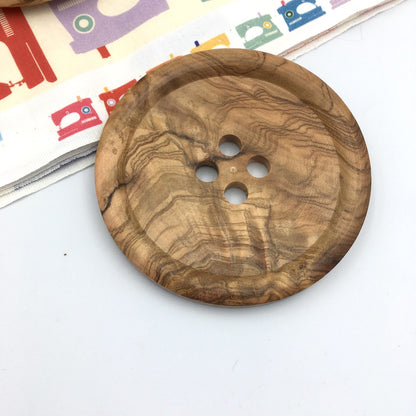 x1 Giant Olive Wood Natural Button - 8cm / 3 inch - 125L
