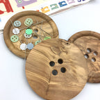 x1 Giant Olive Wood Natural Button - 8cm / 3 inch - 125L