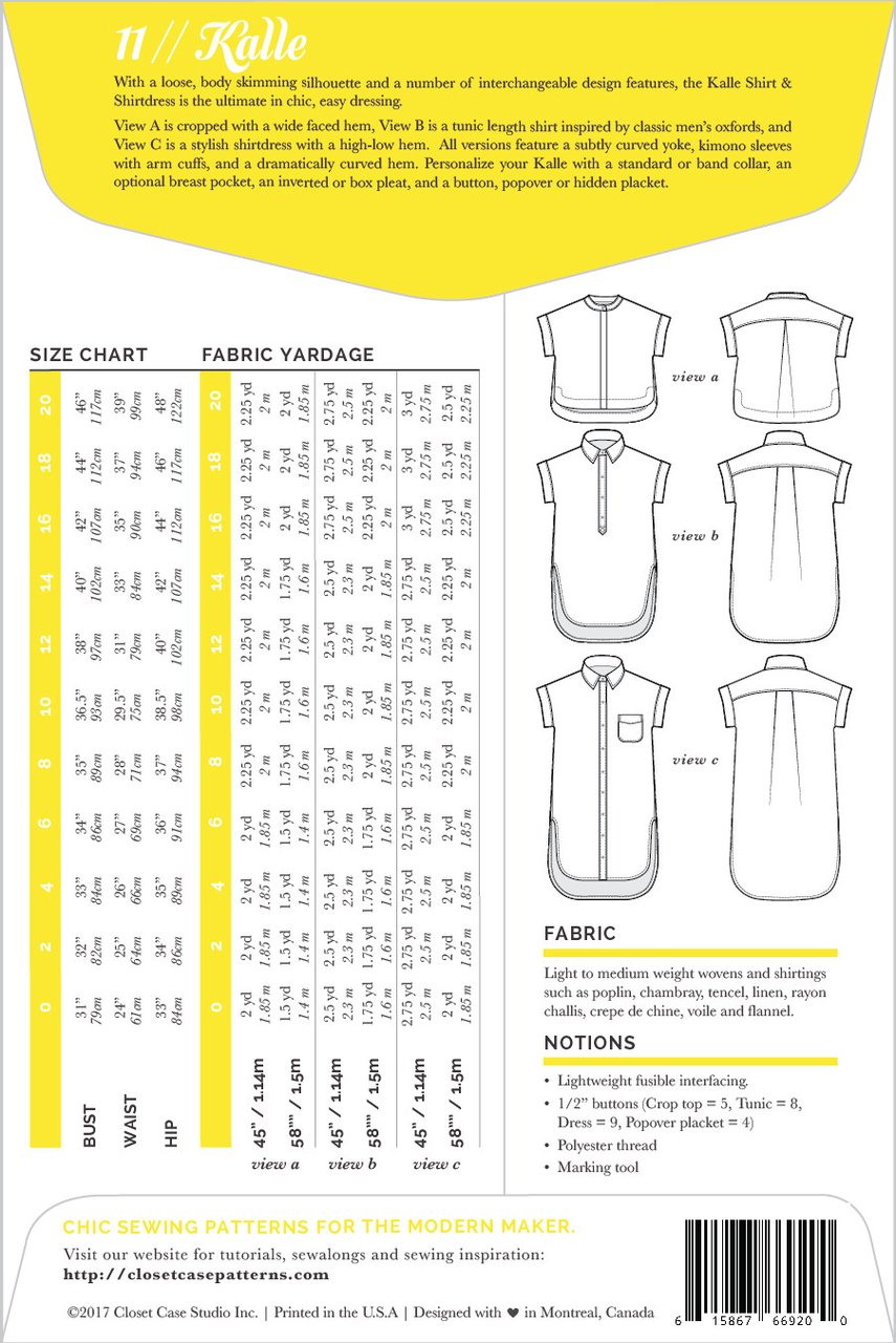 Kalle Shirt & Shirtdress By Closet Case Patterns - Frumble Fabrics